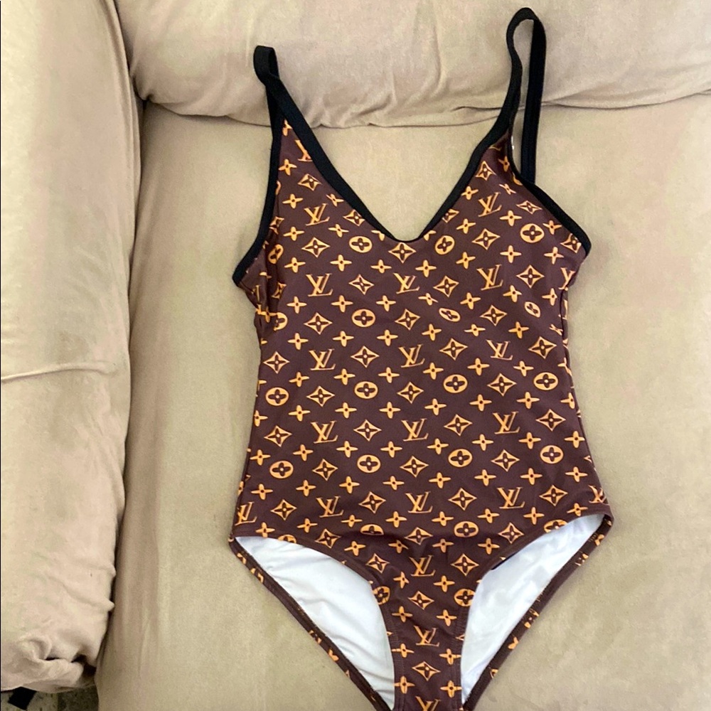 Monogram One-Piece in Brown and Beige